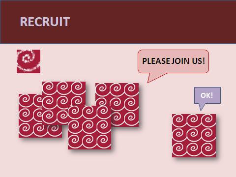 Recruit: one aea logo says ,"Join us." to a pack of other AEA logos.