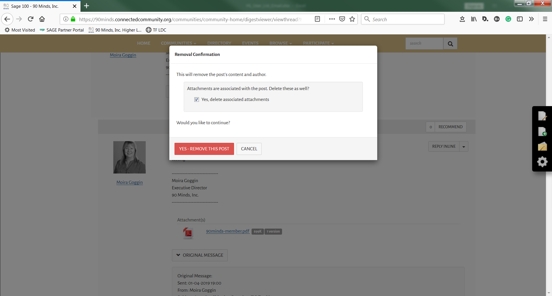 Delete Attachment Delete Attachements reqires delete the post too.