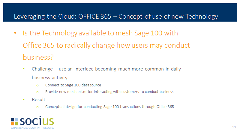 Sage 100 Leveraging O365