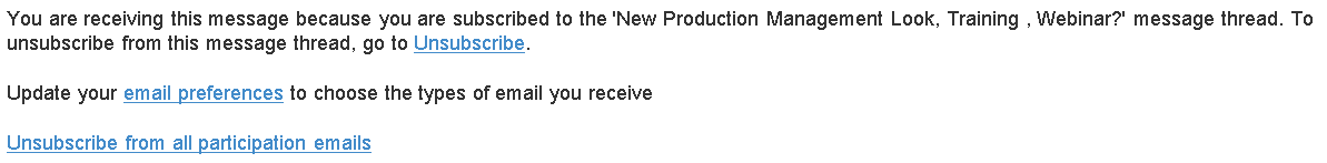 Email with unsubscribe options for Higher Logic threads