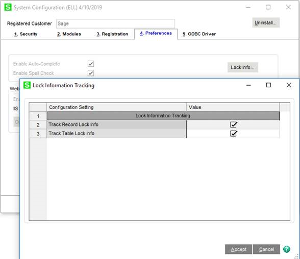 Record/File Lock Link Settings Preferences