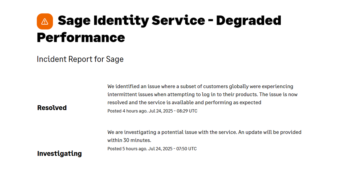 Sage outage