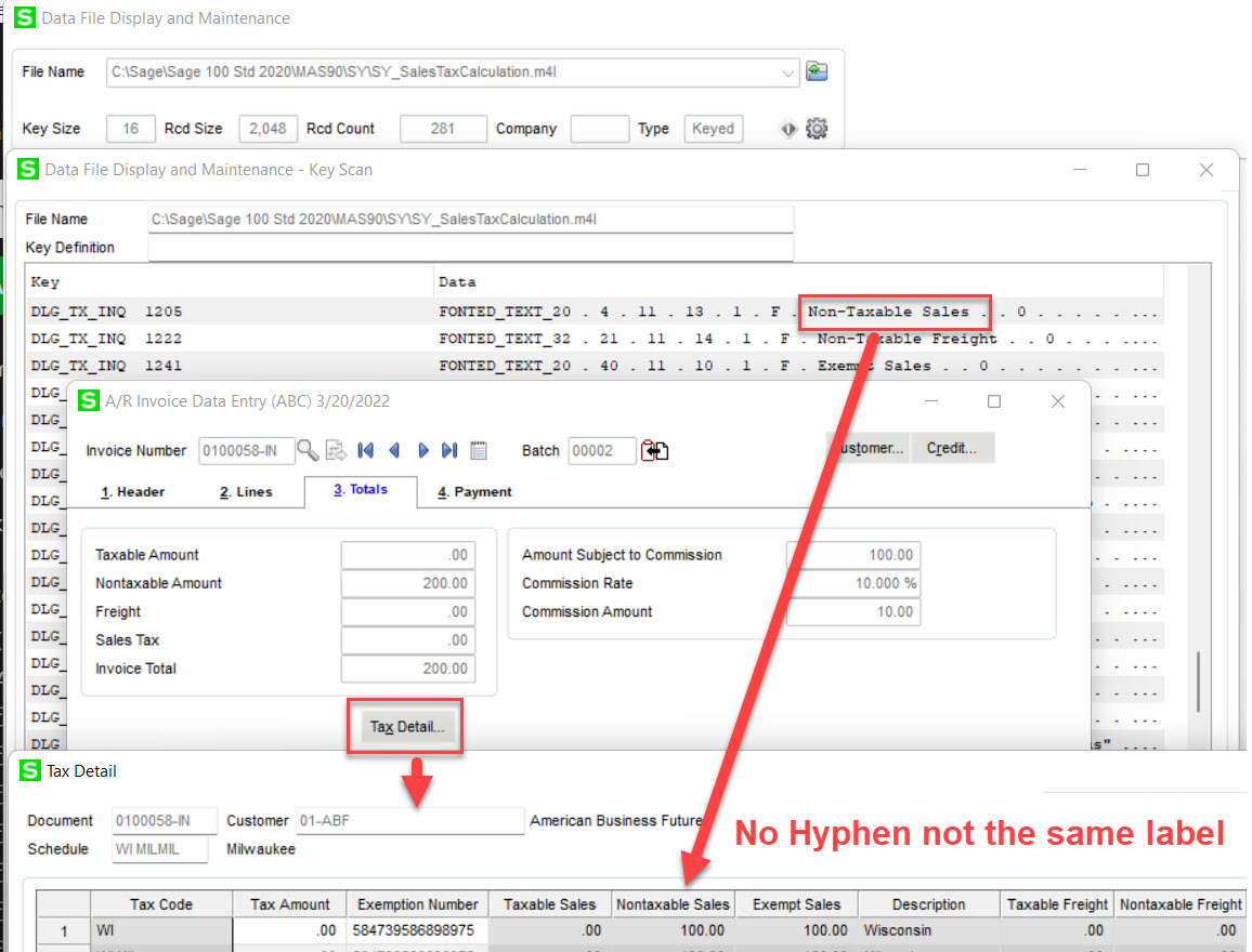 This image shows where the Tax Detail labels are NOT stored!