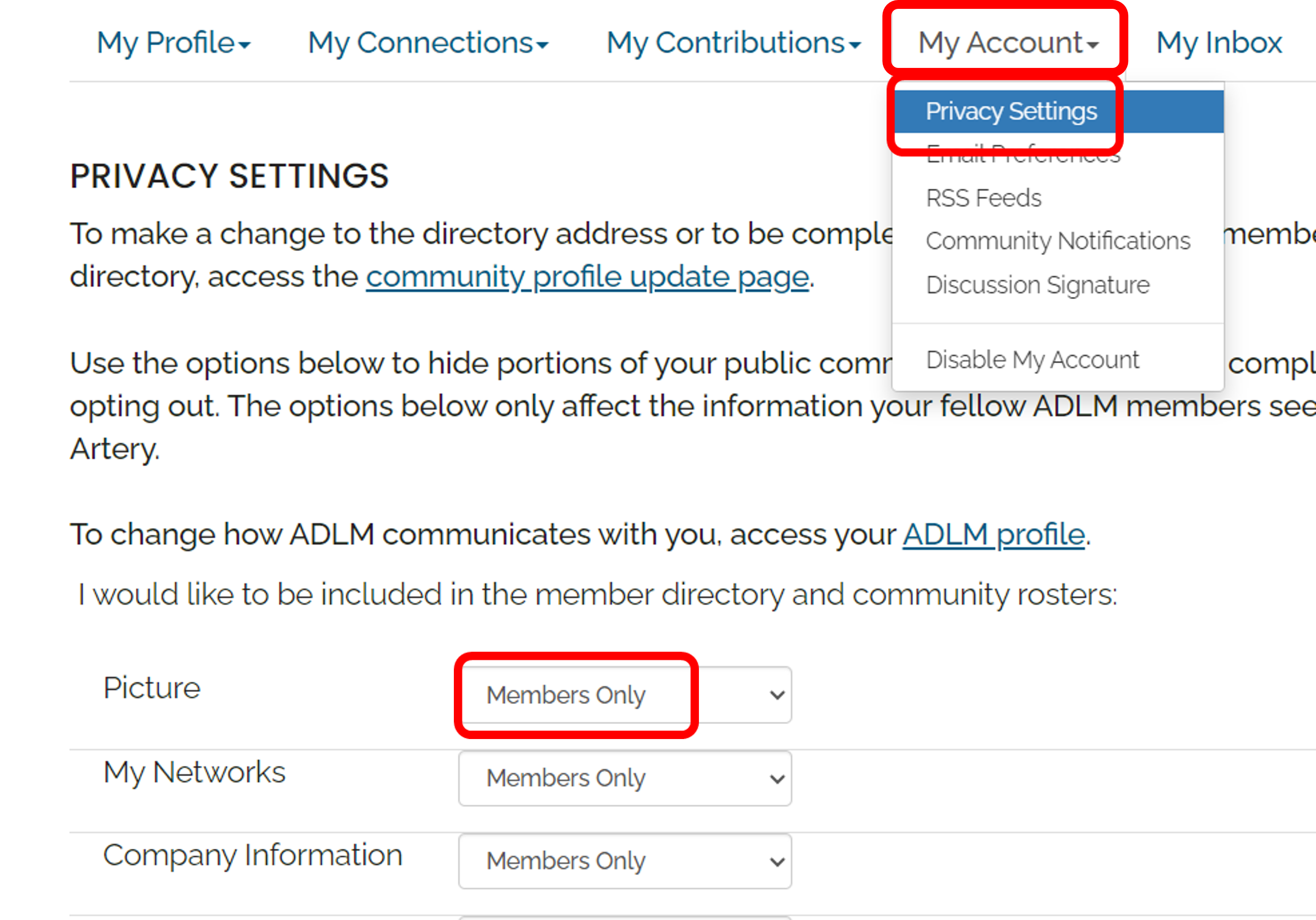 Artery - Privacy Settings