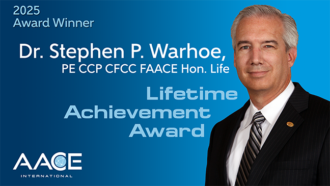 Dr. Stephen P. Warhoe, PE CCP CFCC FAACE Hon. Life Named Lifetime Achievement Award Recipient