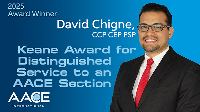 David Alejandro Chigne Tataje, Sr. CCP CEP PSP Named Keane Award for Distinguished Service to an AACE Section Recipient