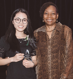 Shanting Chen and Jacqueline Holland, CFCS-HDFS AAFCS 2017-18 President Jacqueline Holland, CFCS-HDFS, (right) presents Shanting Chen, (left) with the AAFCS Jewell L. Taylor Graduate Fellowship during the AAFCS 109th Annual Conference in Atlanta, Ga.
