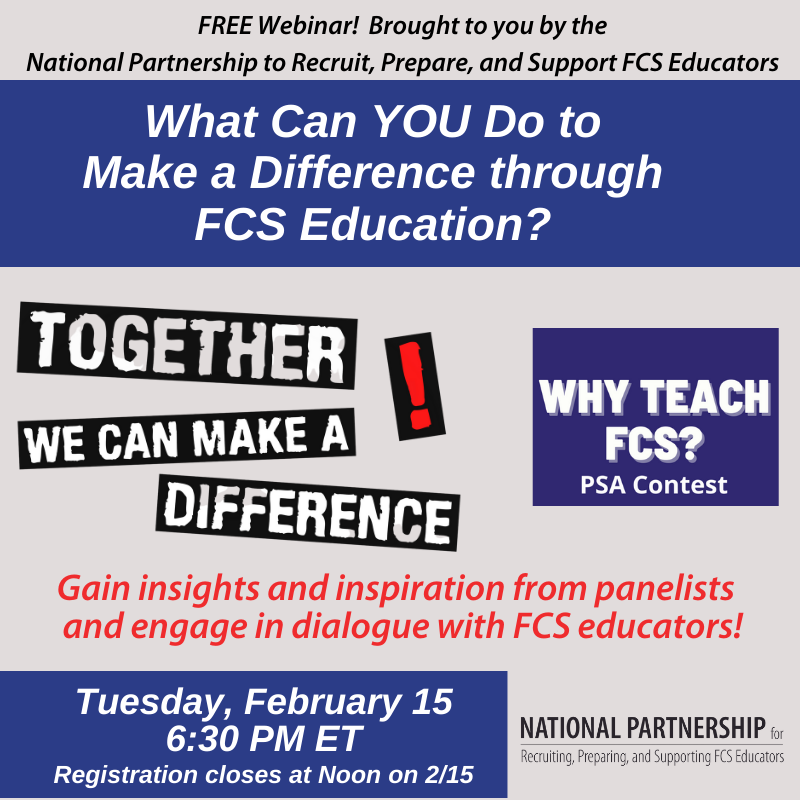 FREE Webinar: What Can YOU Do to Make a Difference Through FCS Education? -  American Association of Family and Consumer Sciences