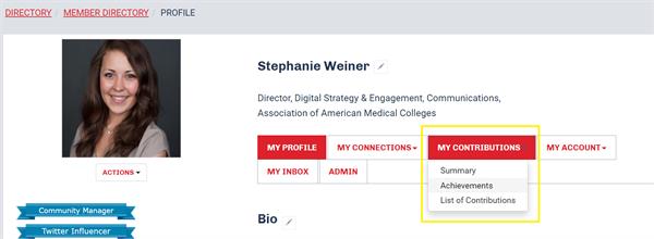 Profile example of My Contributions