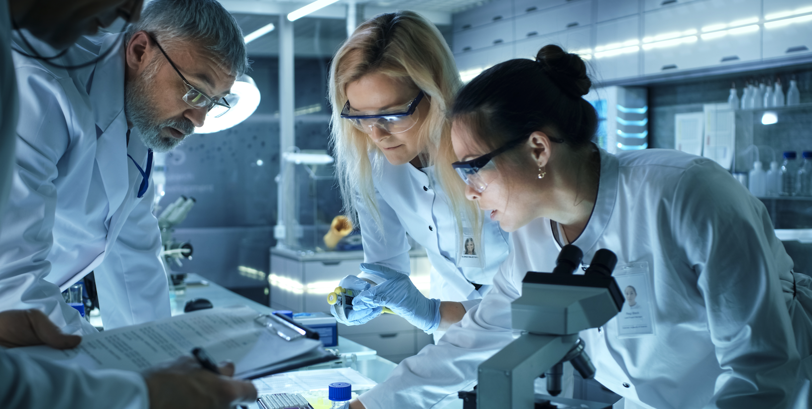 Scientist reviewing notes