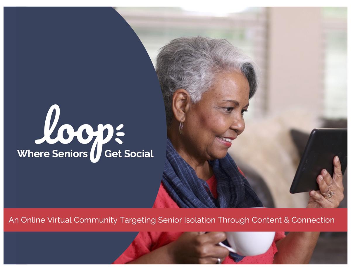 A woman engages with the LOOP online community on her tablet.