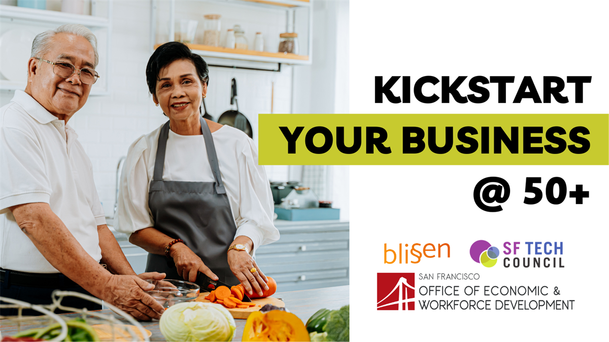Two older adults prepare food in a kitchen to promote Kickstart Your Business @ 50+.