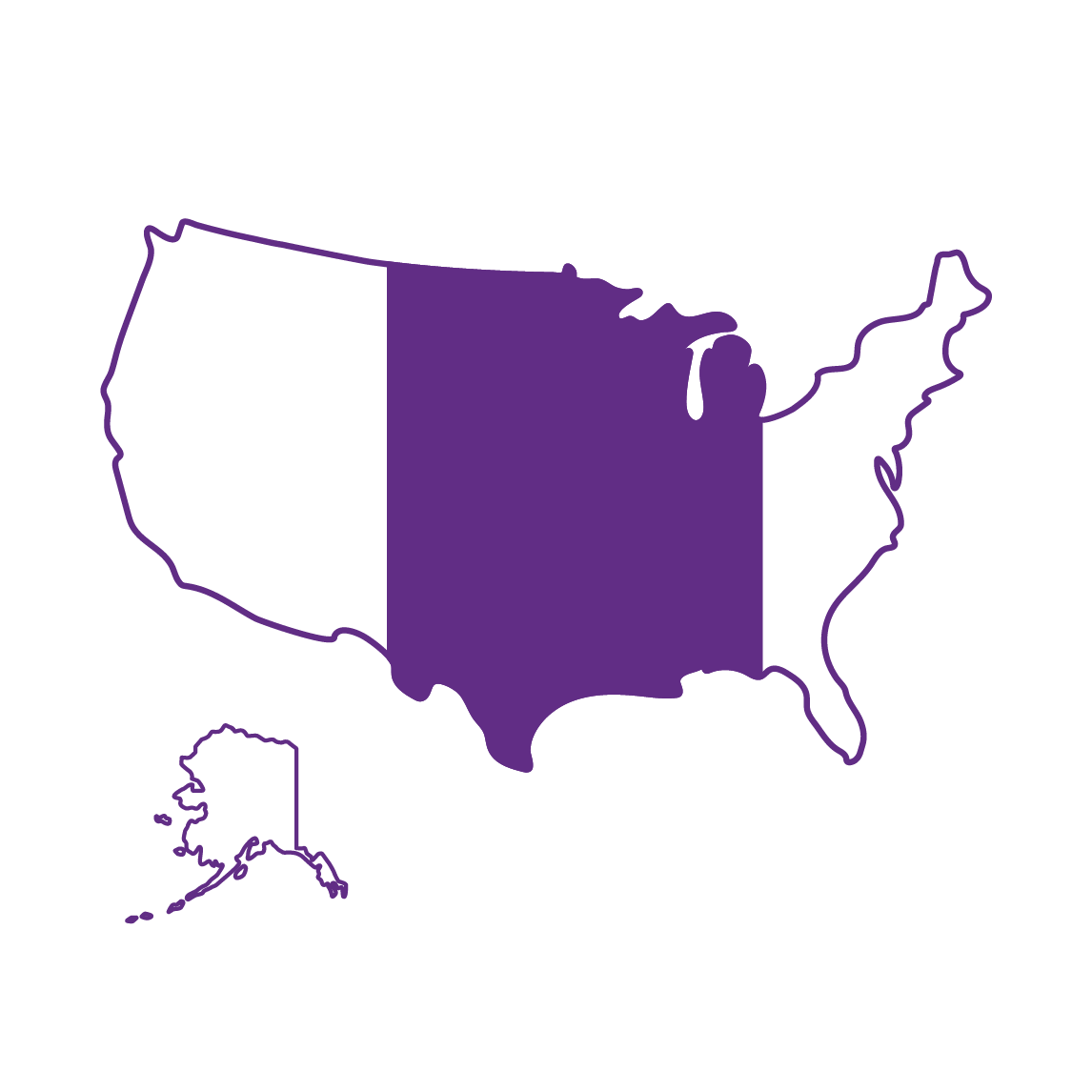 outline of USA with middle portion highlighted