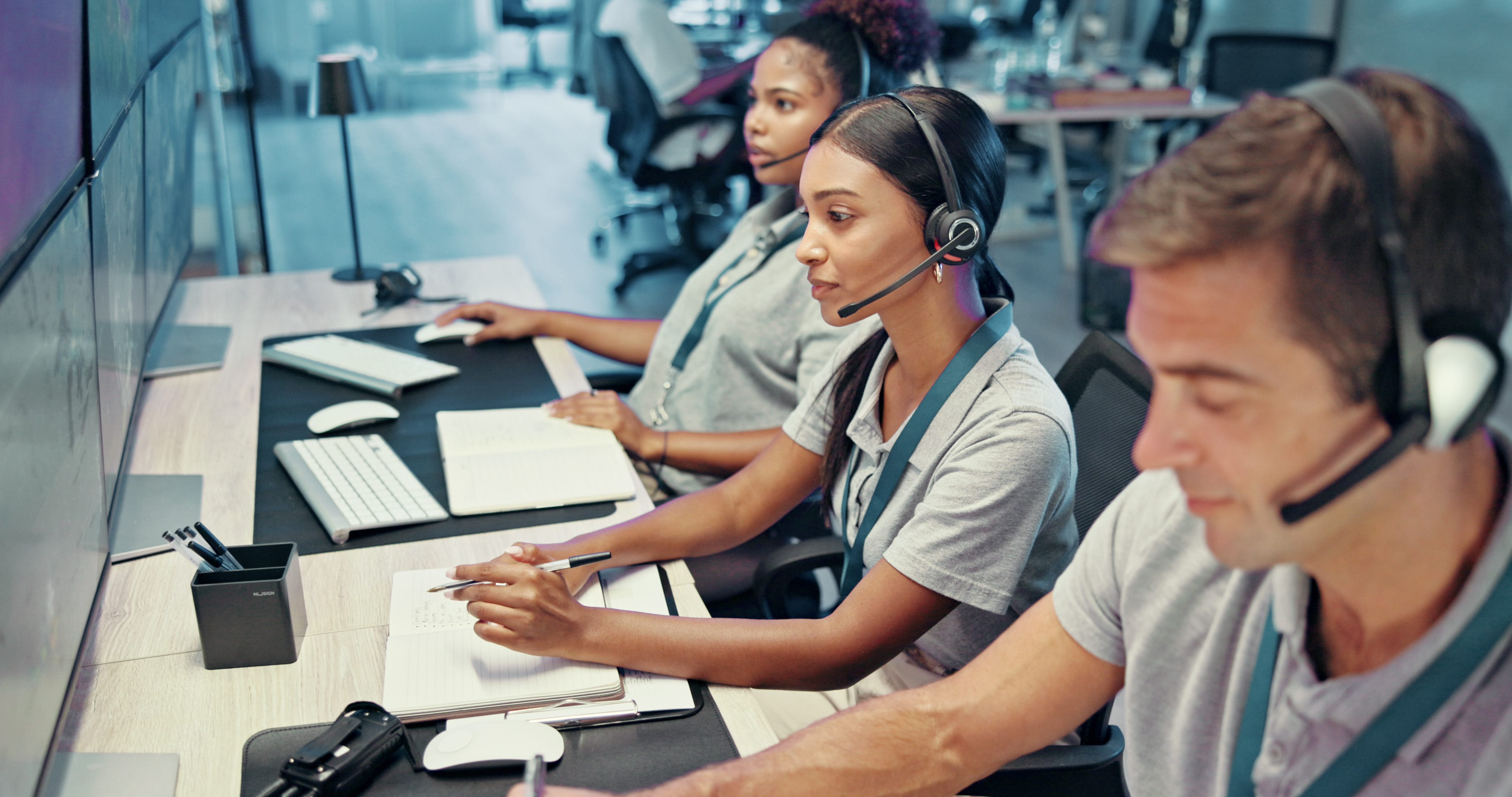 Some of dispatchers working at the dispatch center at the HVAC headquarters.