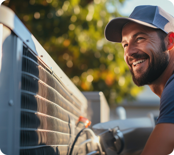 Technician working on HVAC equipment