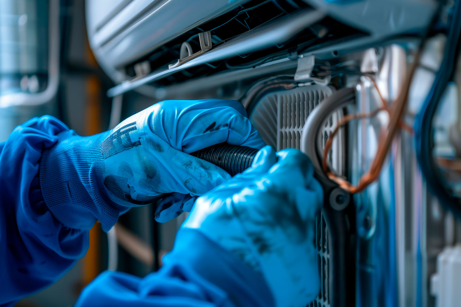 HVAC technician working on equipment