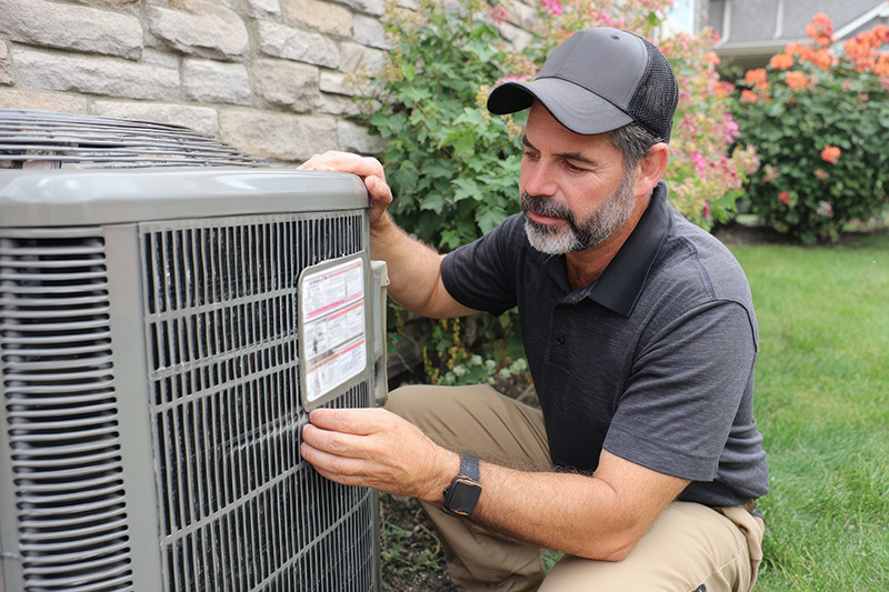 HVAC technician working on equipment