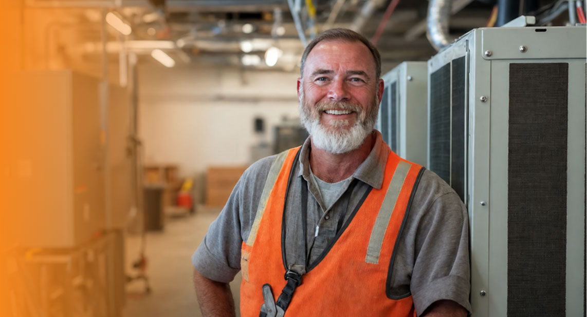 HVAC contractor in warehouse