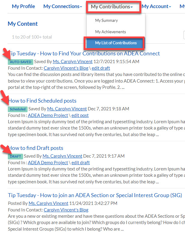 My contributons information