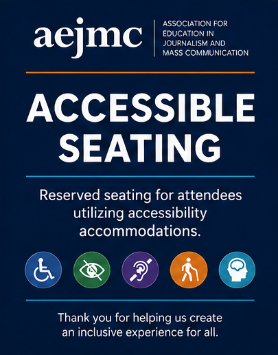 Blue and white Accessibility Seating Information