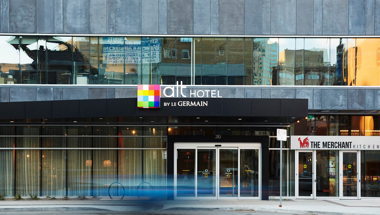 Front view of ALT Hotel in Winnipeg