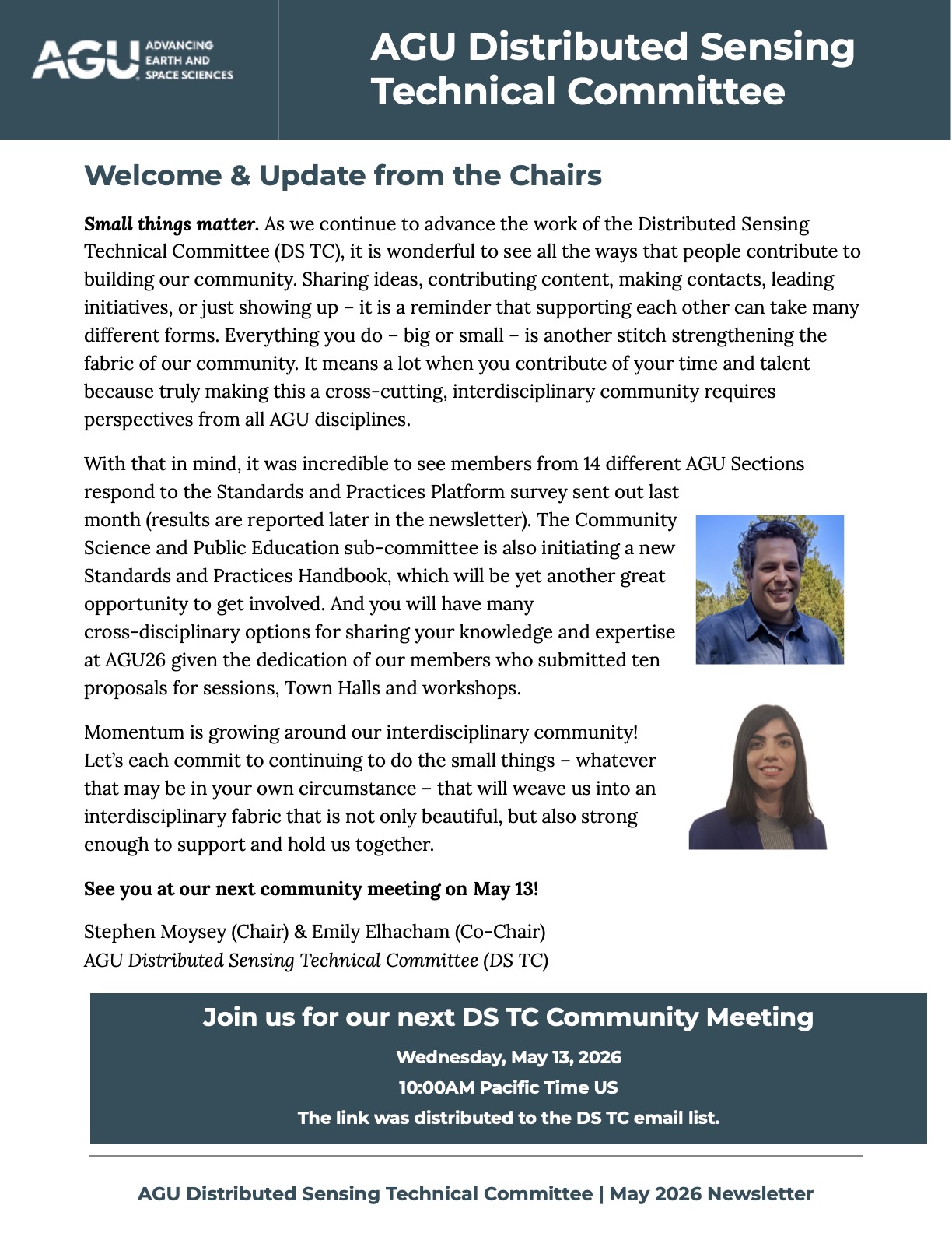 Screenshot of first page of newsletter