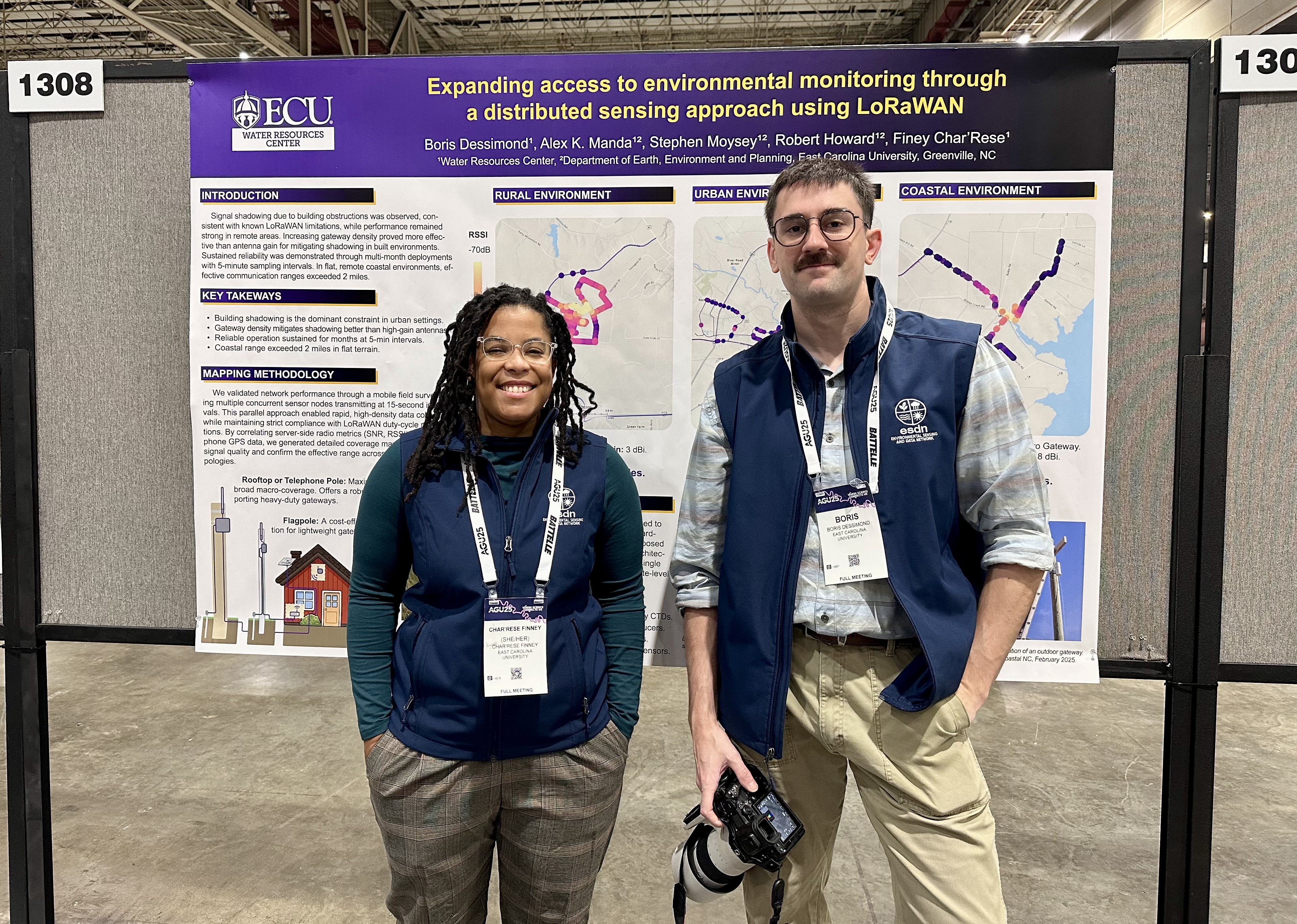 Two scientists standing in front of their poster