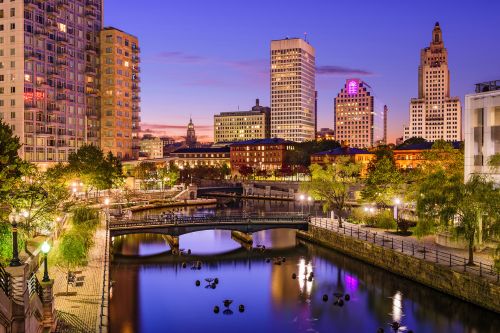 Nightscape view of Providence, Rhode Island