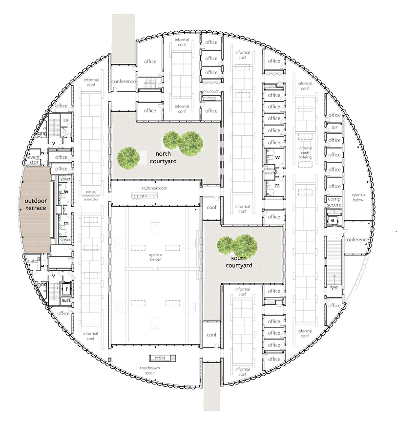 Floor Plan of Chicago Park District Headquarters, image courtesy of Arch Daily