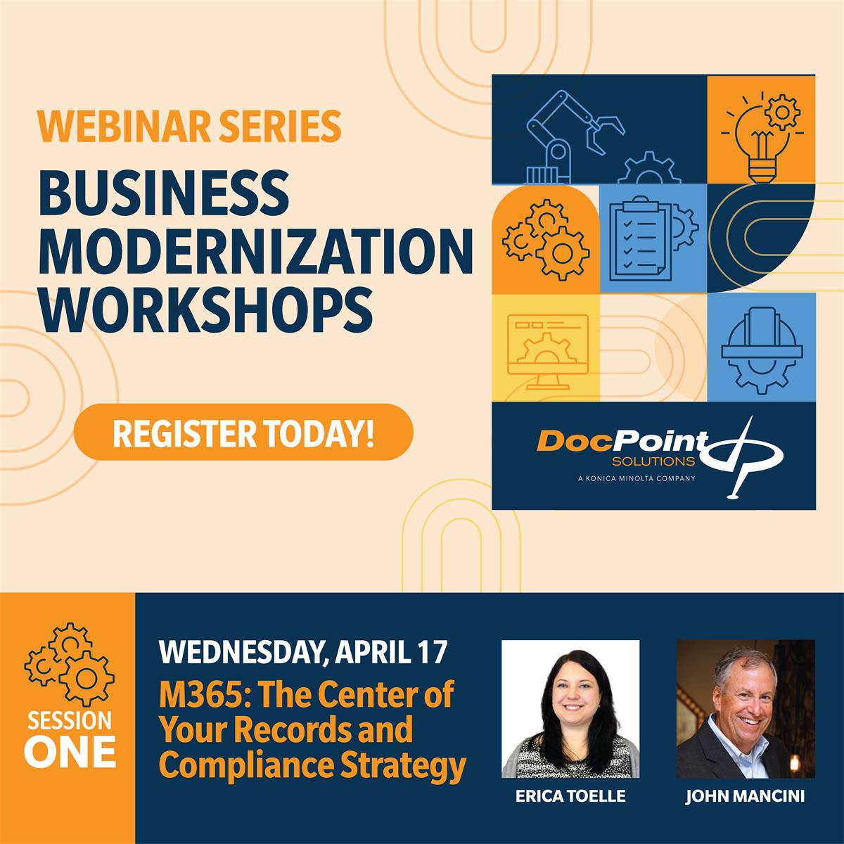 Deploying M365 successfully, optimizing its use, and aligning your content management strategy with business objectives requires skills beyond those found in-house. In this series of workshops, DocPoint will share best practices and case studies illustrating how to leverage your M365 investment. All webinars are 11:00 AM – 12:00 PM EST.  Registration gives you a free pass to as many (or as few) sessions as you like.