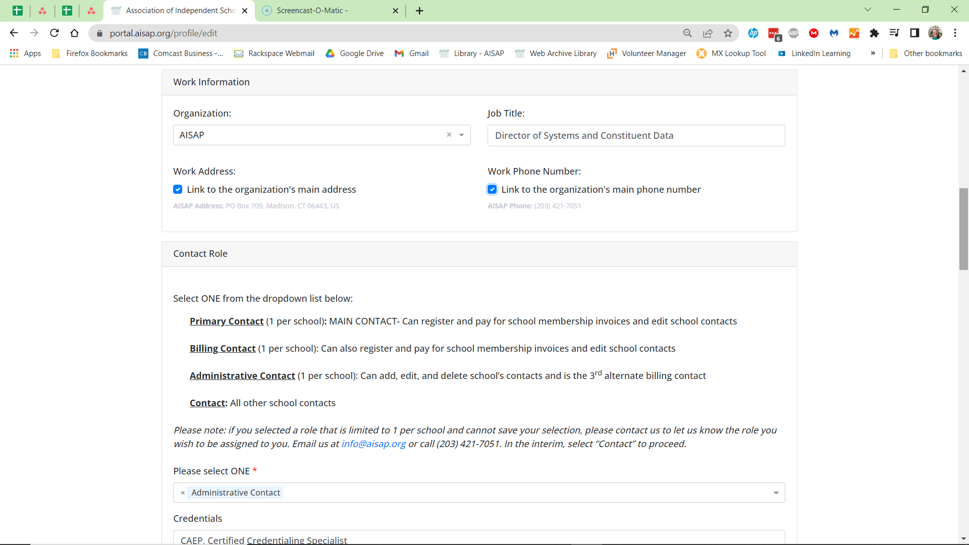 Profile Info Part 1 screenshot