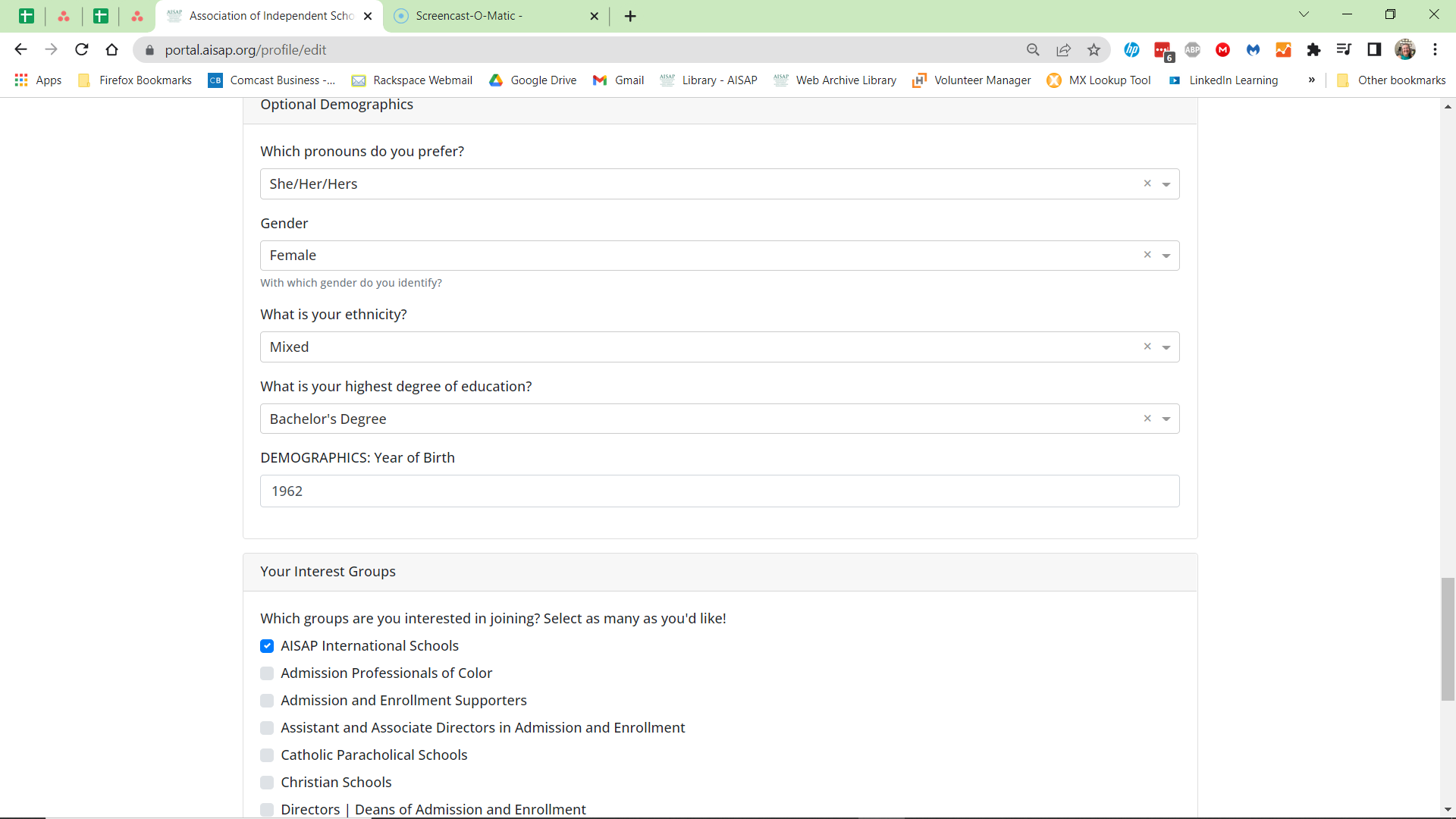 Profile Info Part 2 screenshot
