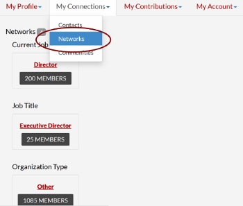 Image showing location of Networks menu link in My Connections tab Image showing location of Networks menu link in My Connections tab