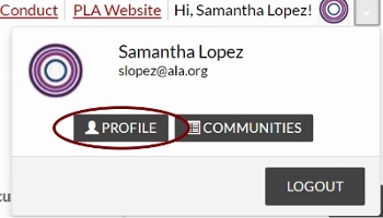 Image showing placement of Profile button Image showing placement of Profile button