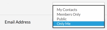 Image showing the different visibility settings of a member profile Image showing the different visibility settings of a member profile