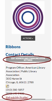 Image showing placement of Edit Address and Communications Settings Image showing placement of Edit Address and Communications Settings