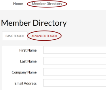 Screenshot of the Member Directory link in the navigation menu