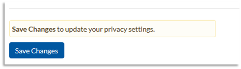 Screenshot of Save Changes button at bottom of Privacy Settings webpage