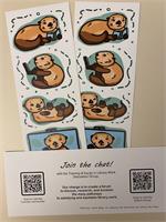 bookmarks showing library sea otters on front and engagement marketing on reverse