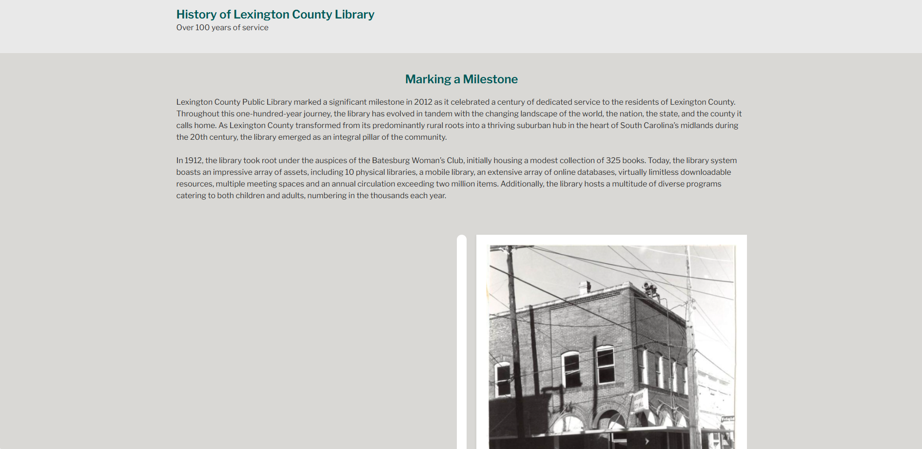 Lexington County Library Timeline