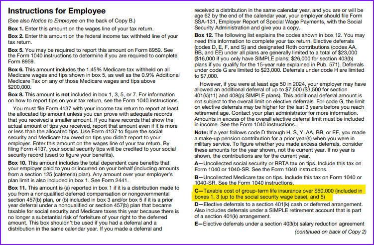 W-2 Box 14 Code C | Open Forum