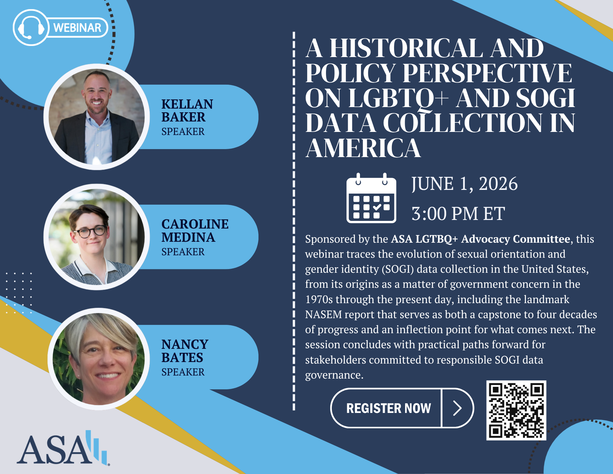 A flyer showing the speakers and a description of a June 1 at 3 pm ET webinar.