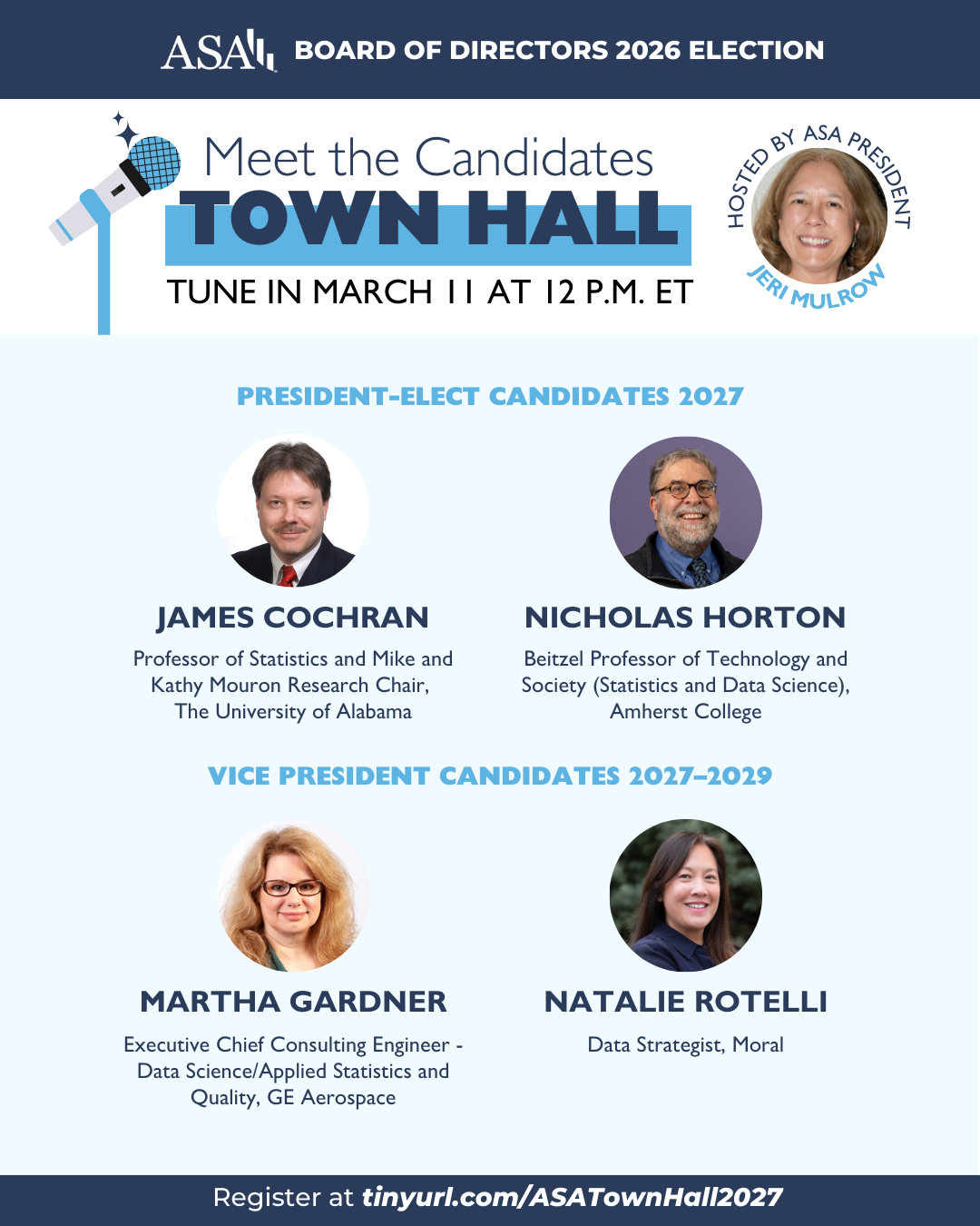 Promotional graphic for the ASA Board of Directors 2026 Election. The image announces a 