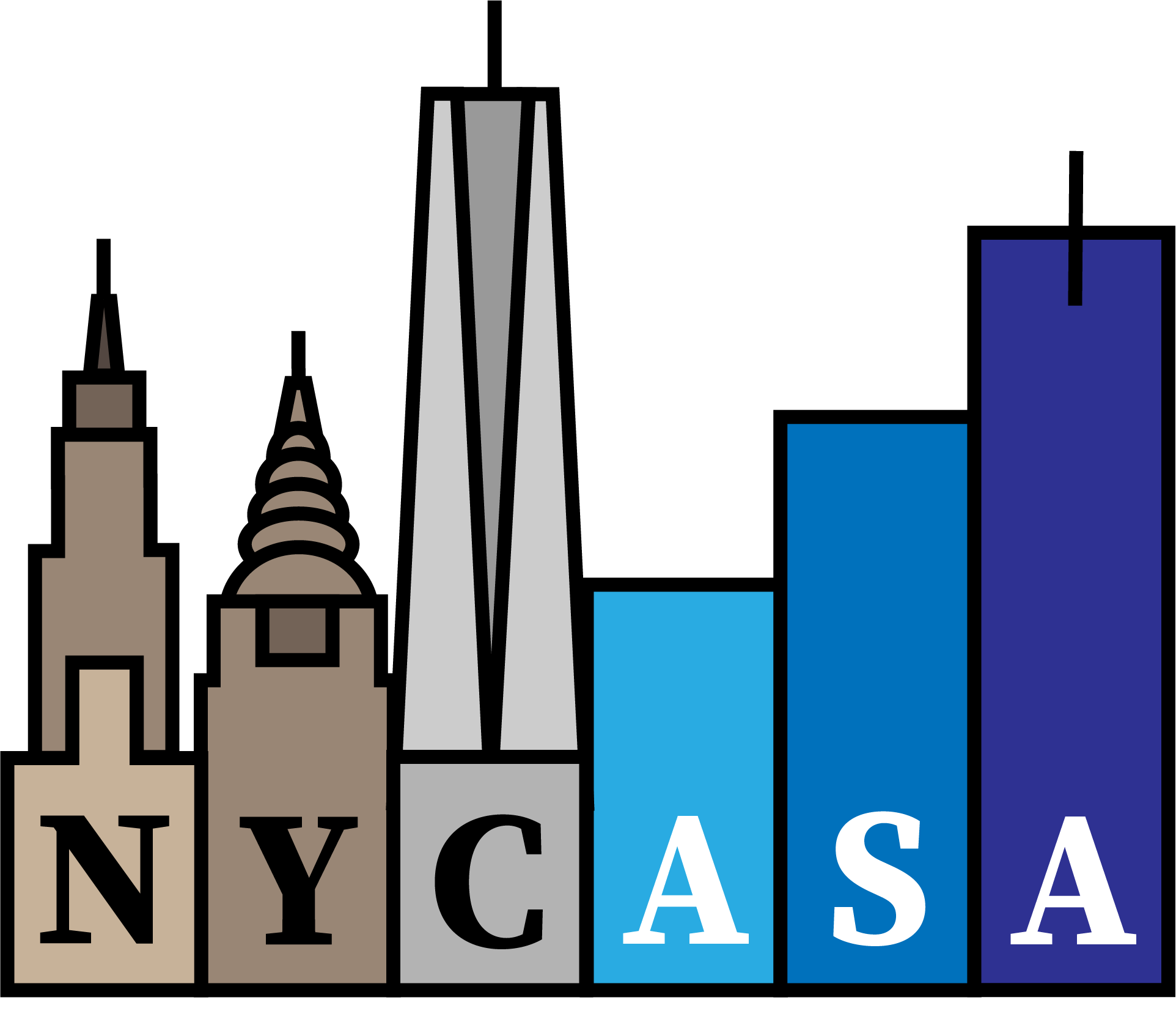 New York City skyline with NYC ASA written in the buildings