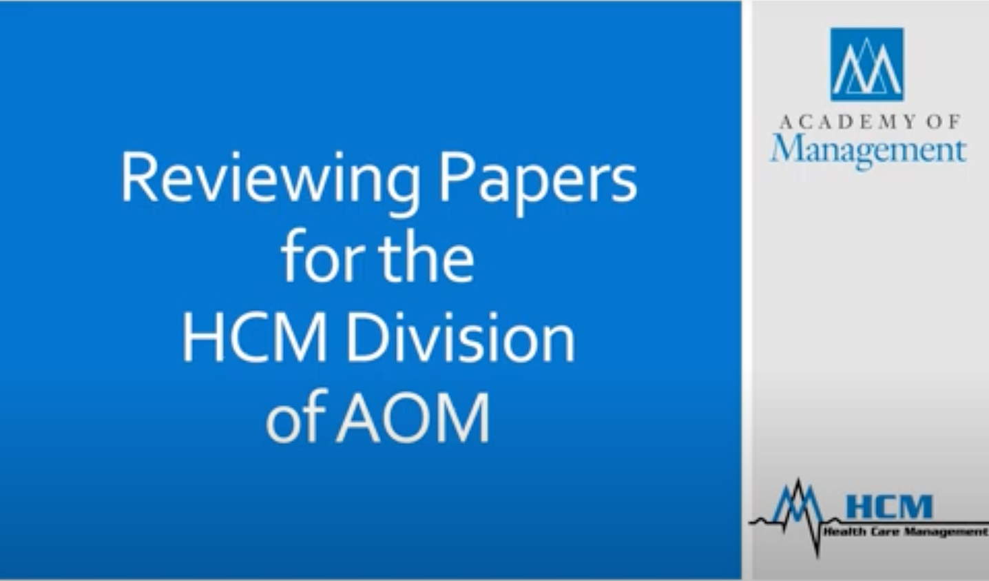 Screenshot of Amber Stephenson's presentation on Reviewing Papers for the HCM Division of AOM
