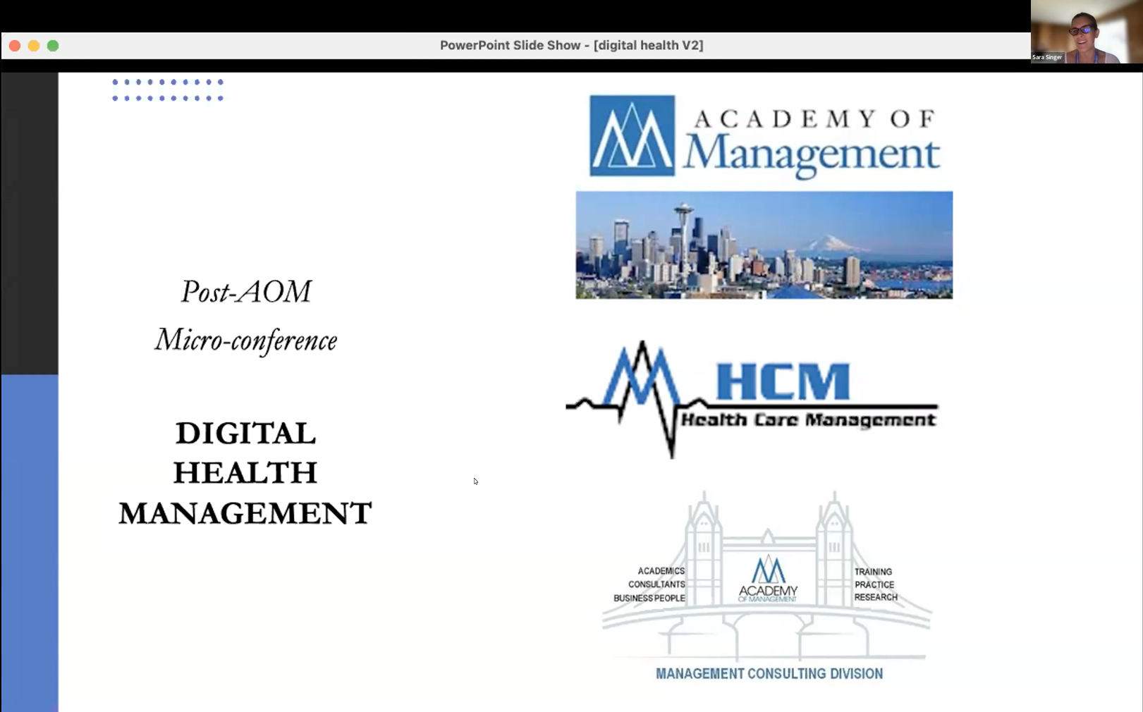 Screenshot of slide deck for Digital Health Management Webinar