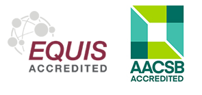 Bild till JIBS e-postsignatur med logotyper för AACSB och EQUIS