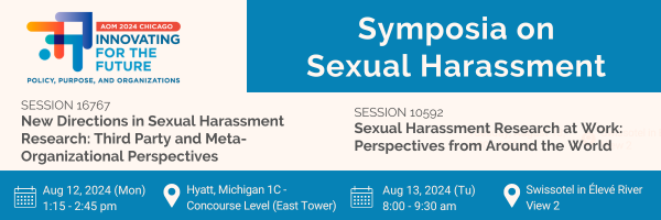 Banner of invitation to sexual harassment research symposia