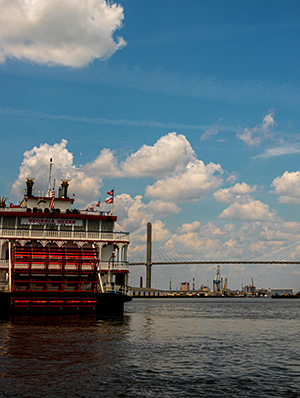 Photo of boat on the river in Savannah, GA. Photo by Shaquille Campbell on Unsplash