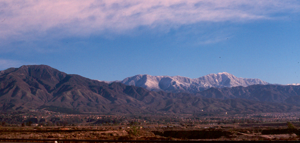 View of snowcapped Mt. Baldy Mountains